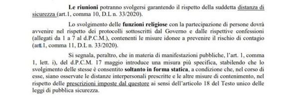 La manifestazioni pubbliche potranno esser fatte solo «in forma statica» e a distanza