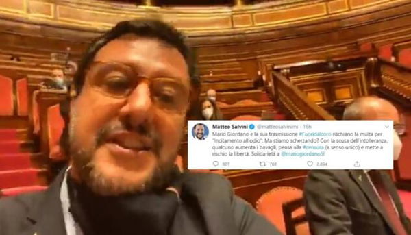 Salvini dice che sanzionare ‘Fuori dal Coro’ per le frasi di Feltri è un atto di ‘censura’
