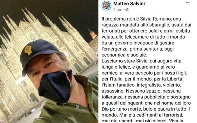 Salvini come fosse Antani, non riesce a dire che condanna la frase di Pagano article-post
