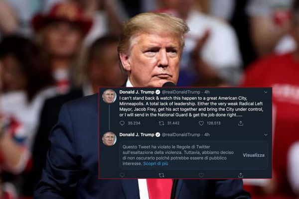 Twitter avverte che il tweet di Trump sulle proteste per la morte di George Floyd incita alla violenza