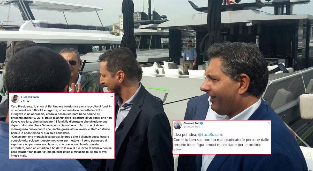 Botta e risposta tra Luca Bizzarri e Giovanni Toti sul concerto per celebrare il nuovo ponte di Genova article-post