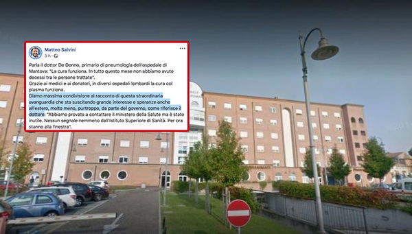 Matteo Salvini e la plasma terapia che non suscita l’interesse del governo