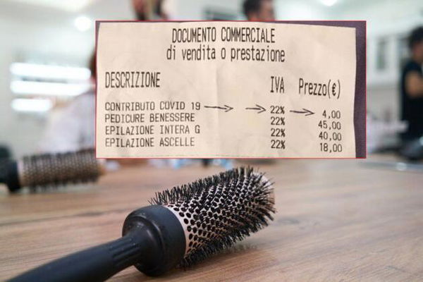 La «tassa Covid» di parrucchieri ed estetisti che è comparsa su alcuni scontrini