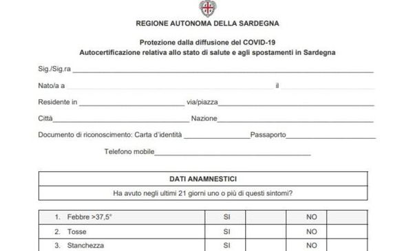 Autocertificazioni addio? No, ecco il modulo per entrare in Sardegna