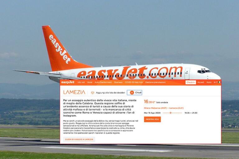 Per Easyjet, in Calabria non ci sono turisti «a causa della sua storia di attività mafiosa e di terremoti»