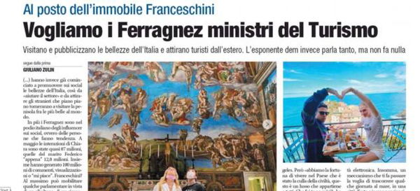 Libero vuole Fedez e Chiara Ferragni al posto del ministro Franceschini