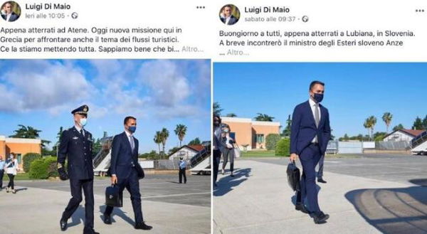 La storia delle foto di Luigi Di Maio all’arrivo agli aeroporto di Lubiana e Atene