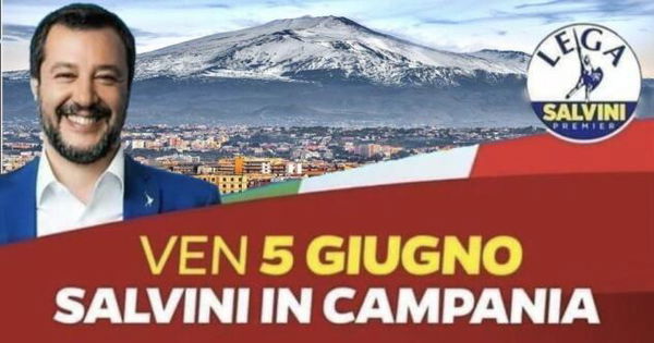 Il caso della foto dell’Etna usata da Salvini per promuovere il tour in Campania