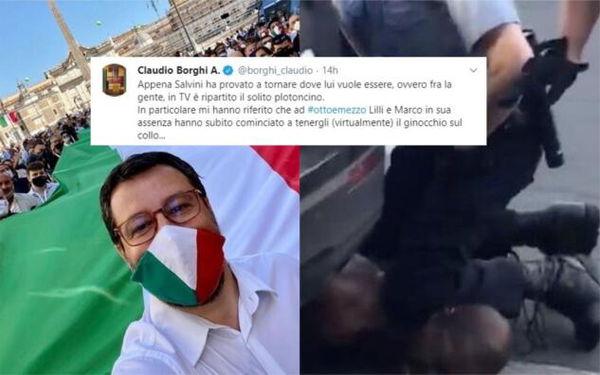 Il leghista Borghi paragona il trattamento (virtuale) riservato a Salvini da Lilli Gruber all’omicidio di George Floyd