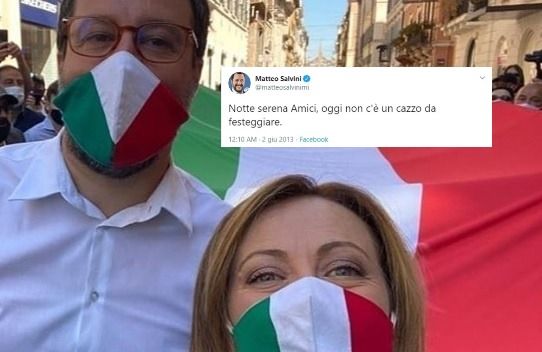 Giorgia Meloni: «Il 2 giugno è anche la nostra festa». Il Salvini del 2013, però, non era proprio d’accordo article-post