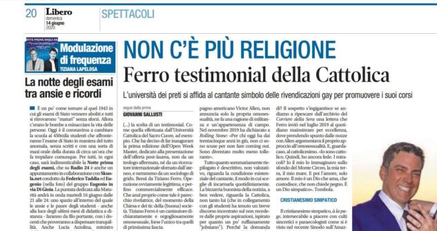 Tiziano Ferro testimonial Università Cattolica