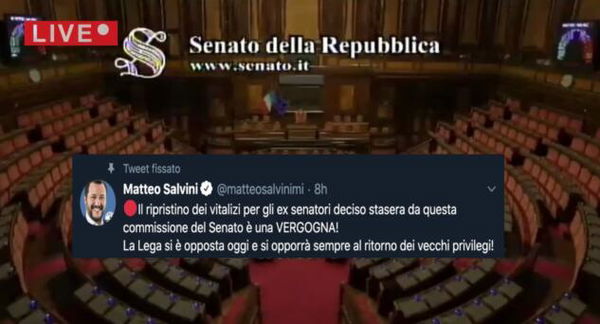 Salvini si vanta che i leghisti sono gli unici politici a non aver votato i vitalizi (per forza, gli altri erano tecnici)