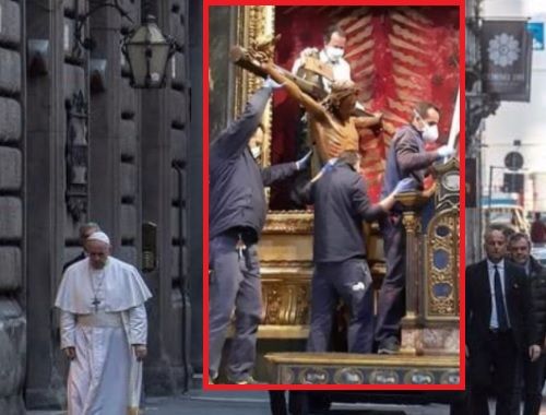 La storia della foto del crocifisso con Gesù bianco, “rimosso” non per il BLM ma per volere del Papa
