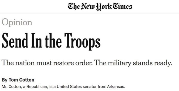 La rivolta dei giornalisti del New York Times contro il commento del repubblicano Tom Cotton