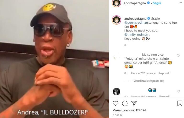 Dennis Rodman risponde a Andrea Petagna: «Ti chiamano Buldozer. Forse perché segni tantissimi gol?»