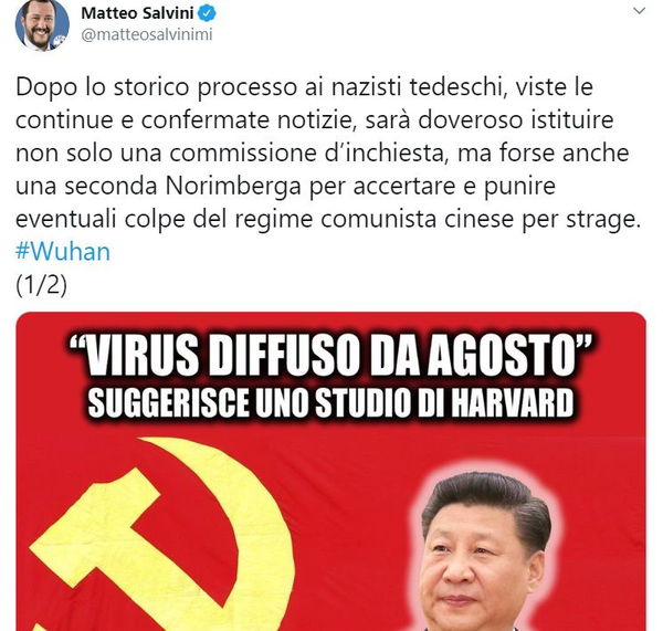 Salvini e la «seconda Norimberga» per la Cina basata sullo studio di Harvard su cui la stessa università frena