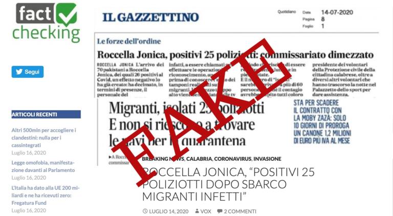 La bufala dei ‘25 poliziotti infetti dopo lo sbarco dei migranti in Calabria’