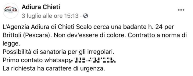 L’agenzia che propone un lavoro da badante (ma non devi essere ‘di colore’) article-post