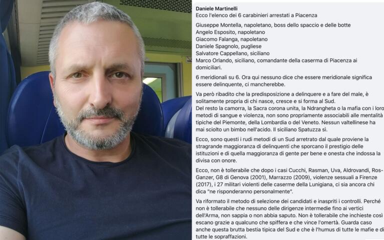 L’ex membro dello staff comunicazione del M5S e i carabinieri di Piacenza predisposti a delinquere perché nati al Sud