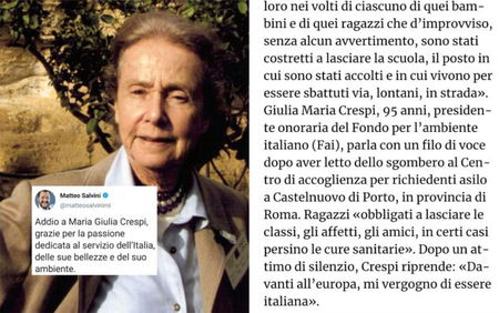 Salvini ricorda Giulia Maria Crespi, ma lei si era vergognata di essere italiana dopo gli sgomberi voluti dal leghista article-post