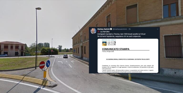 Per Salvini l’emergenza Covid c’è solo quando 129 migranti sono positivi (asintomatici) a Treviso
