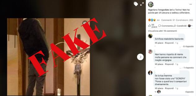 La bufala del ‘nigeriano’ che urina su un crocifisso a Torino article-post