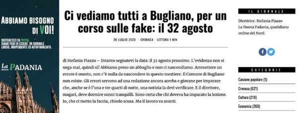 La Nuova Padania chiede scusa dopo la ‘gaffe’ sul caso Bugliano