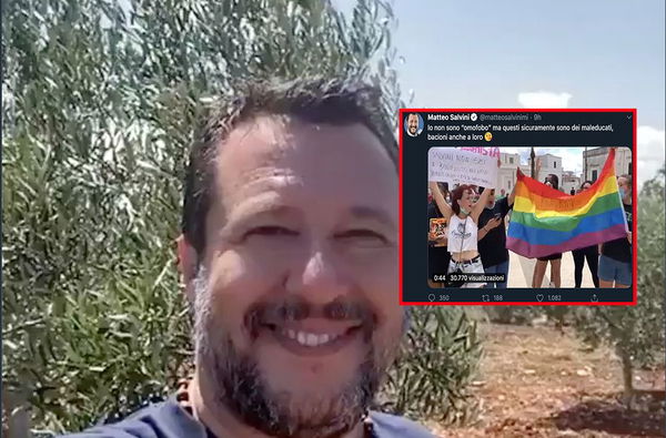 Salvini: «Non sono omofobo ma» ed espone sui suoi social attivisti LGBT che protestano