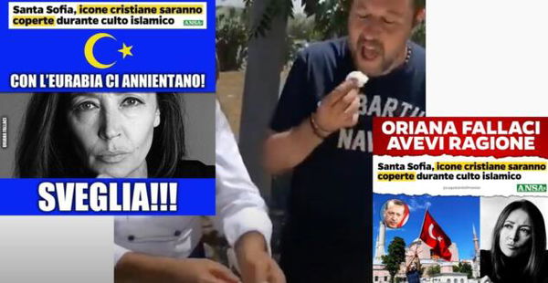 I panzerotti di Salvini con la bufala islamofobica della moschea di Santa Sofia