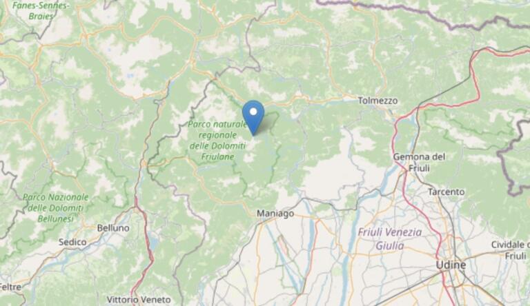 Scossa di terremoto in tra Udine e Belluno