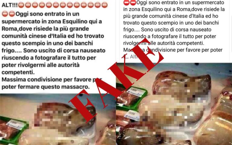 Non è vero che in un supermercato di Roma sono in vendita le teste di cane