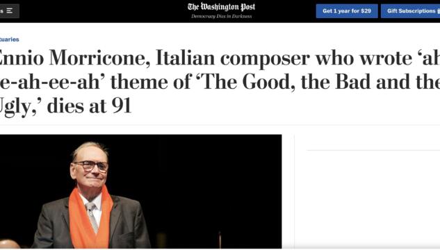Washington Post su Ennio Morricone