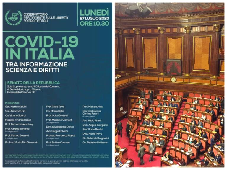 L’osservatorio sul coronavirus in Senato con Salvini, De Donno, Gismondo, Tarro e Bocelli