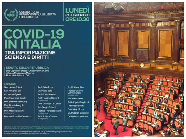 L’osservatorio sul coronavirus in Senato con Salvini, De Donno, Gismondo, Tarro e Bocelli