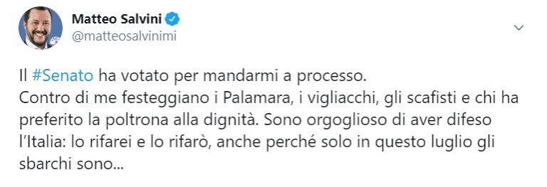 Open Arms, 149 sì e 141 no per il processo a Salvini: «Festeggiano i Palamara, i vigliacchi, gli scafisti»