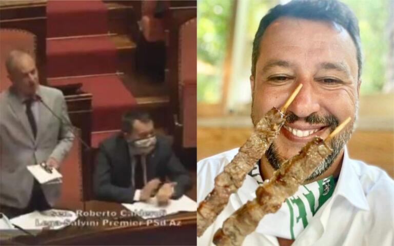 Non era Salvini ad aver applaudito al discorso di Calderoli. Il leader della Lega era assente
