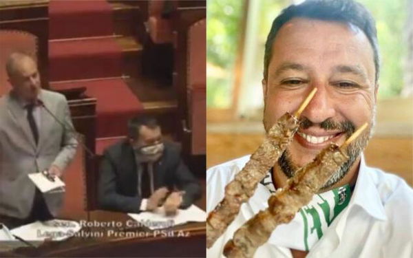 Non era Salvini ad aver applaudito al discorso di Calderoli. Il leader della Lega era assente