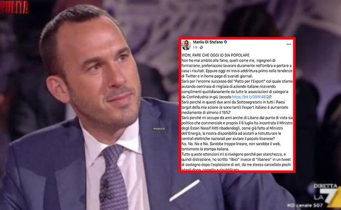 Manlio Di Stefano e il post dopo l’errore libici libanesi: «Felice per i giornali dimenticati e per i frustrati come Calenda» Manlio Di Stefano e il post dopo l’errore libici libanesi: «Felice per i giornali dimenticati e per i frustrati come Calenda»