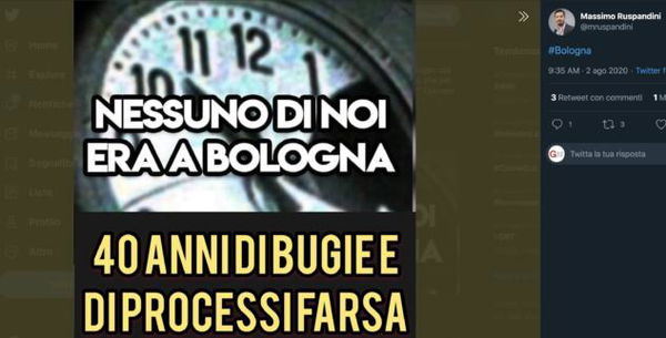 La storia del senatore di FdI che sui social ci tiene a specificare: «Nessuno di noi era a Bologna»