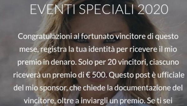 No, Sabrina Salerno non sta regalando 500 euro ai suoi fan