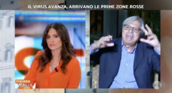 I due minuti Sgarbi dice che «l’Italia è quarta al mondo per numeri di contagi» e che «non c’è alcuna emergenza»