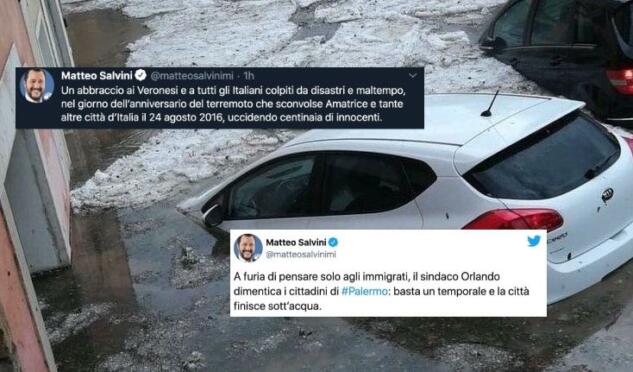 Salvini (quello del tweet polemico contro Orlando per il nubifragio a Palermo) attacca Berizzi per il tweet su Verona