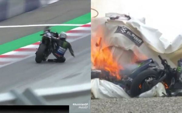 La lucidità di Viñales che salta dalla moto (con i freni rotti) prima dello schianto | VIDEO