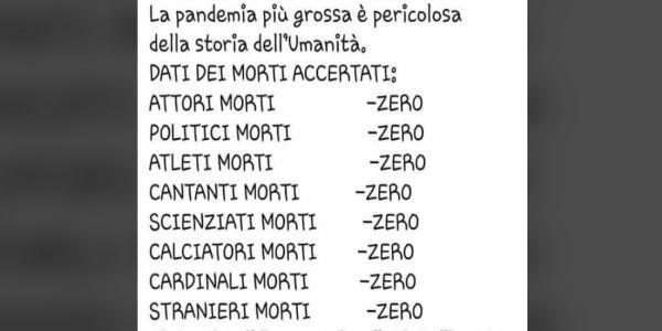 La bufala del Covid che risparmia i personaggi famosi