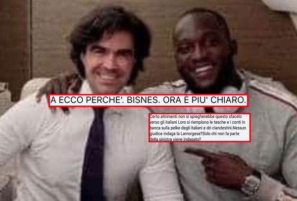 Quelli che credono che il figlio della Lamorgese gestisca un centro migranti grazie a una foto di Pastorello e Lukaku