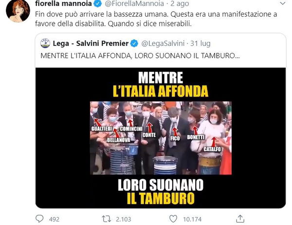 Fiorella Mannoia e l’accusa ai «miserabili» della Lega che strumentalizzano una manifestazione a favore dei disabili