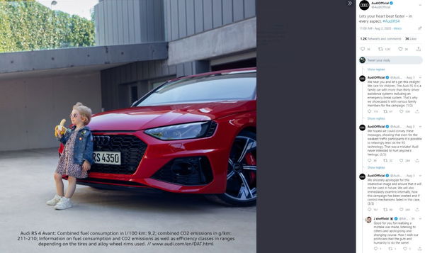 Audi si scusa e ritira la pubblicità con la bambina che mangia la banana