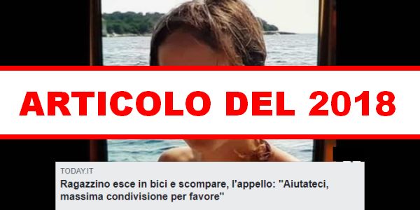 “Ragazzino esce in bici e scompare” – Articolo del 2018 e storia a lieto fine