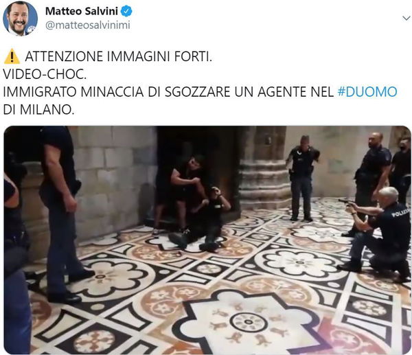 Guardia sequestrata al Duomo, Salvini rilancia il video shock