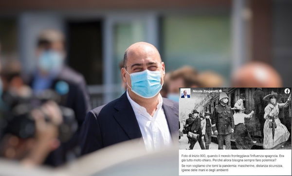 Zingaretti e l’allusione a Salvini: «A inizio ‘900 mascherine per la spagnola, perché bisogna sempre fare polemica?»
